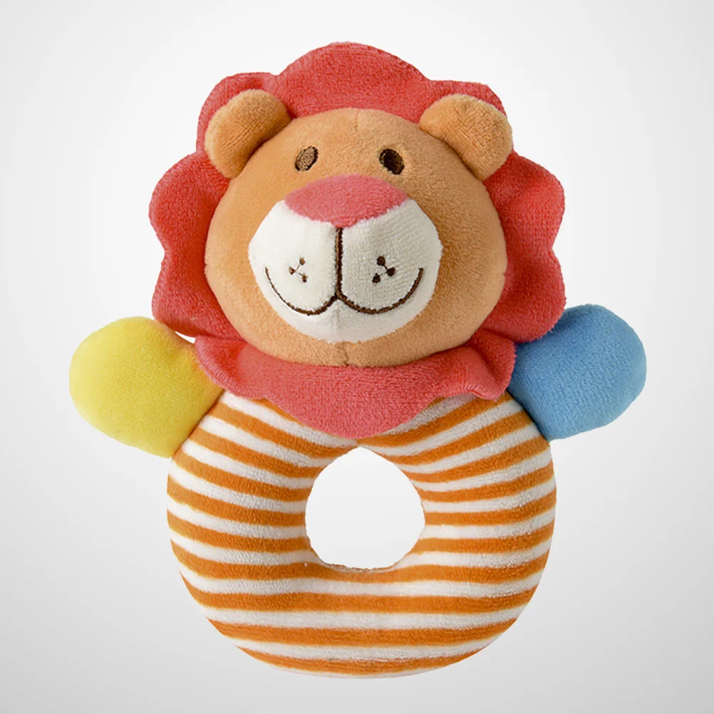 Baby Plush Animal Hand Grip Rattles Toys Stuffed Developmental Toys for Infants Toddlers Newborn (Lion)