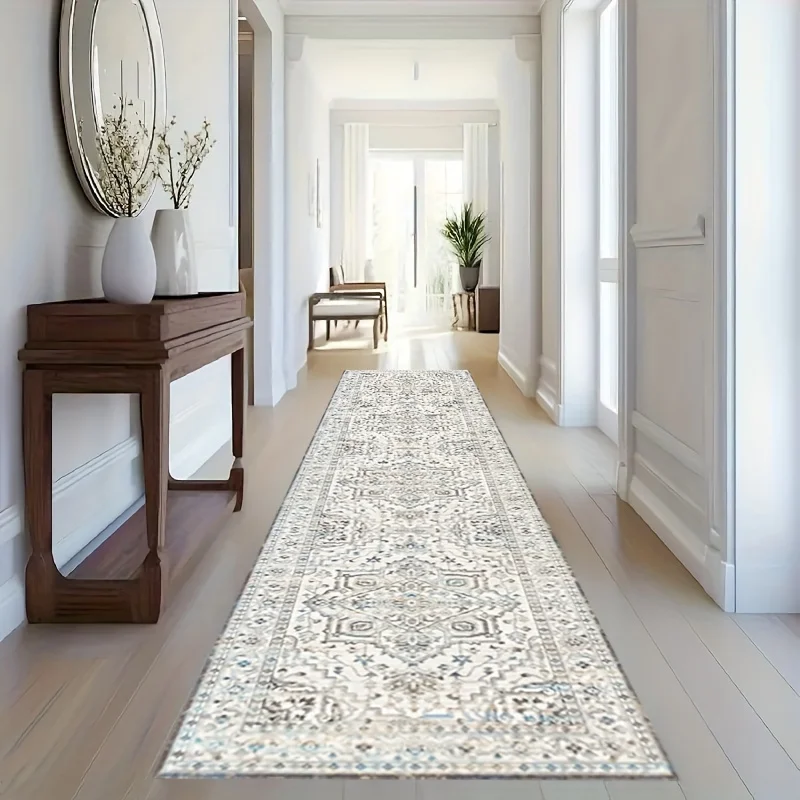 VIKAMA Vintage BOHO Langer Streifen Kristall Samt Teppich, Treppenhaus Korridor, Wohnzimmer Schlafzimmer Wintergarten Hartholzboden Home Decor