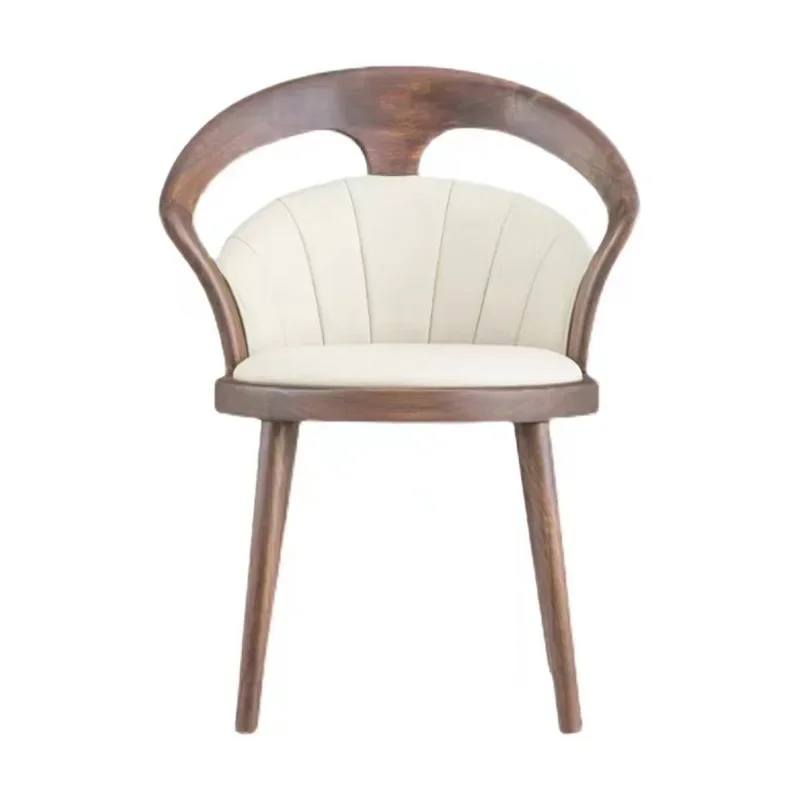 curved wooden fan-shaped backrest chair, hotel homestay solid wood negotiation chair, restaurant solid wood dining chair