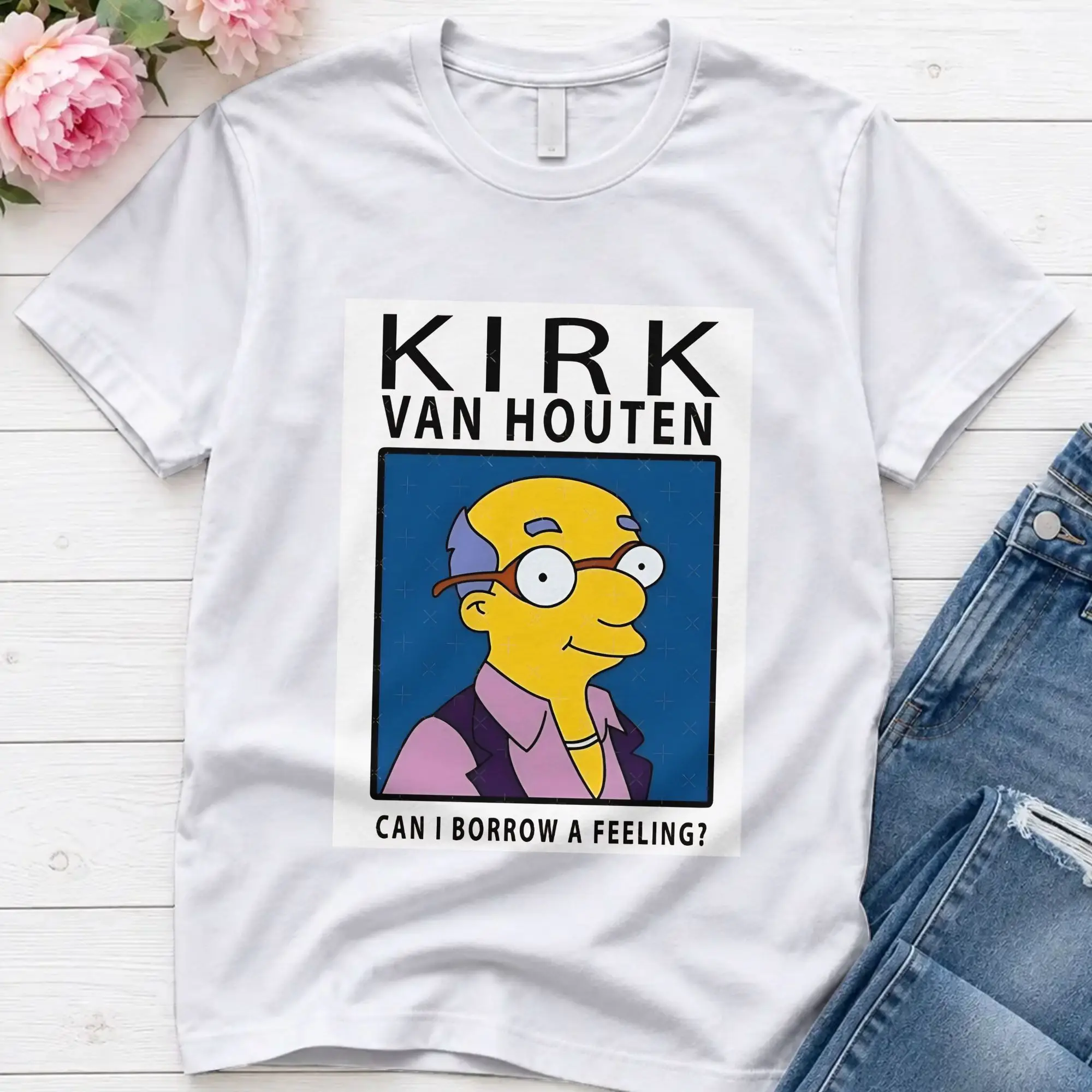Kirk Van Houten Boxy  T Shirt Beach Simpsons 100% Cotton T-Shirts For Mens Fashion Pattern Tshirt Short-Sleeve Vintage Clothes