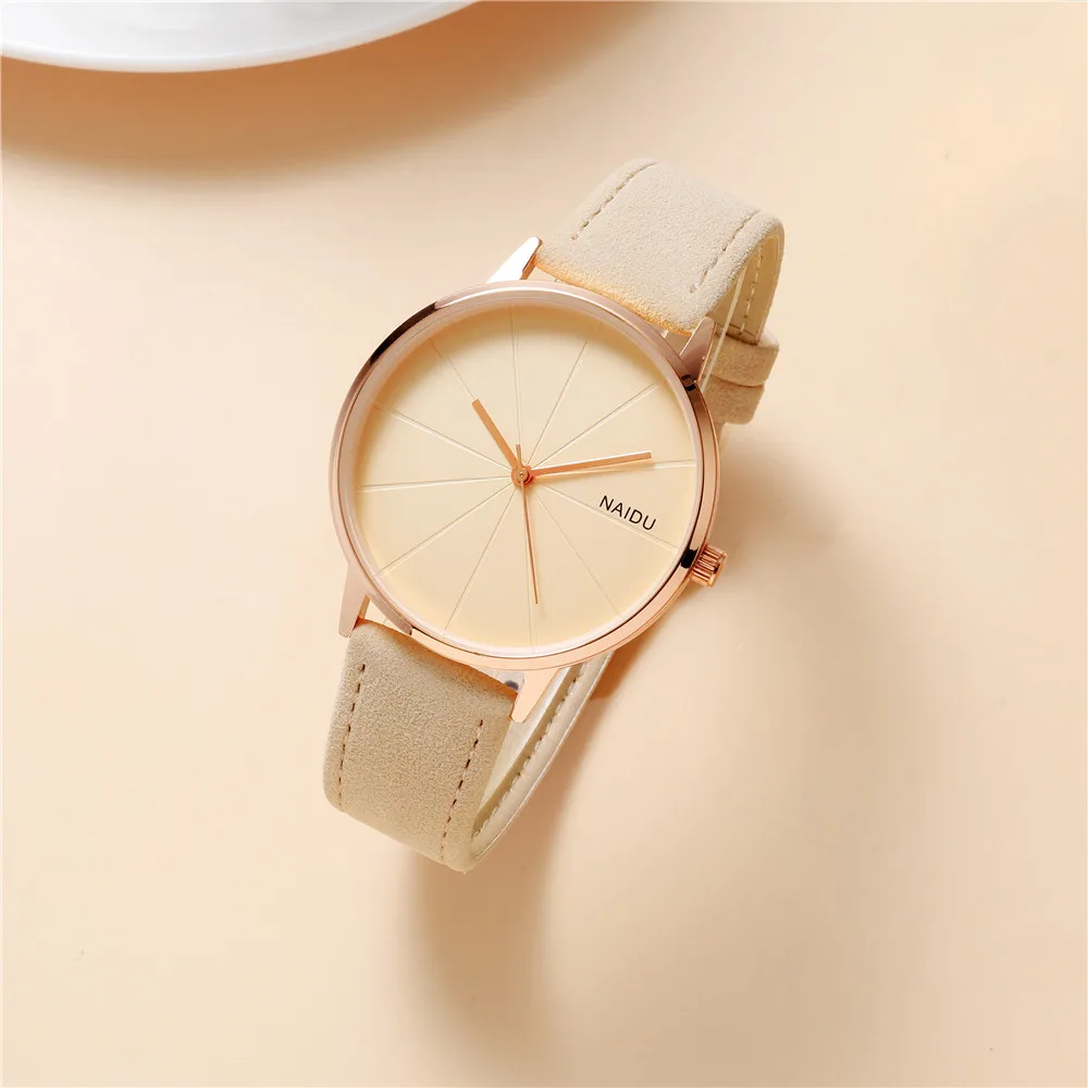 fashion simple pu leather women quartz casual watch