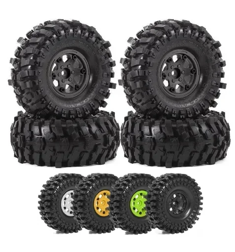 

4pcs 118mm 1.9" Beadlock Wheel Rim Rubber Tire Set for 1/10 RC Crawler Car TRX4 RC4WD D90 D110 Axial SCX10 MST