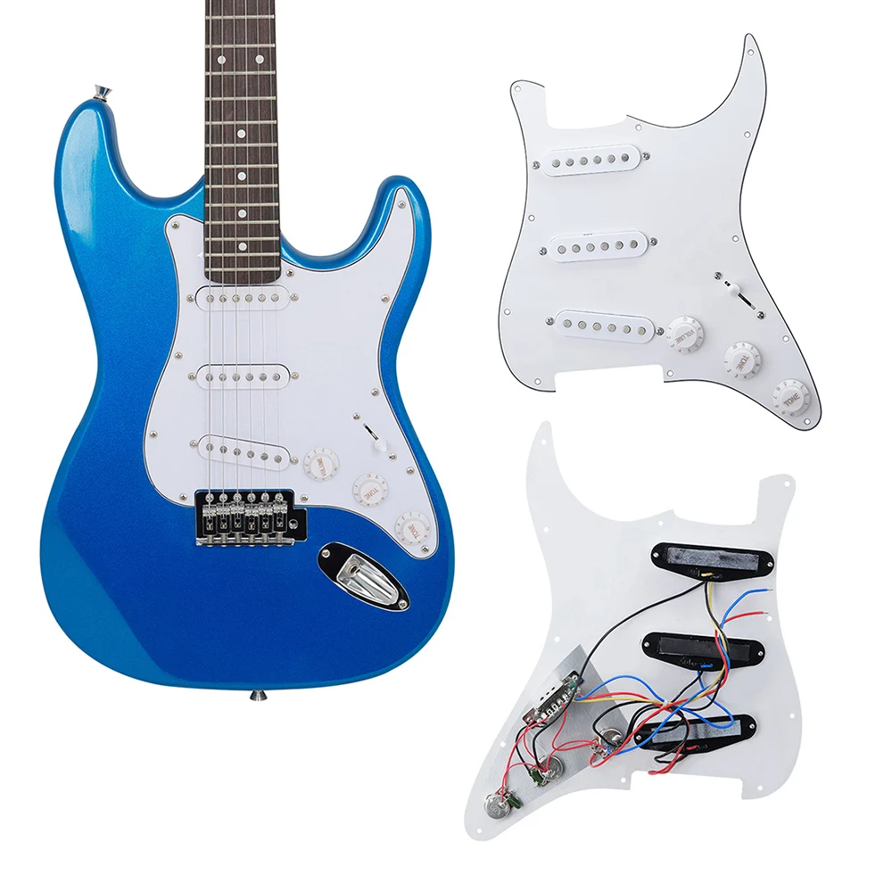 

2 Pieces Electric Guitar Top With Pickups Pure White Triple Pvc Material Suitable For St Fd Electric Guitar Accessories