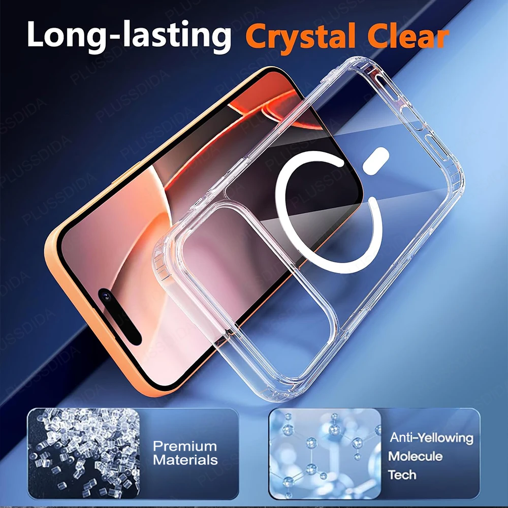 Clear Transparent Magnetic Case For iPhone 17 Pro Max 17 Air 17Pro Case Cover for iPhone17 for Magsafe Charging Shell Accessory - náhled 5