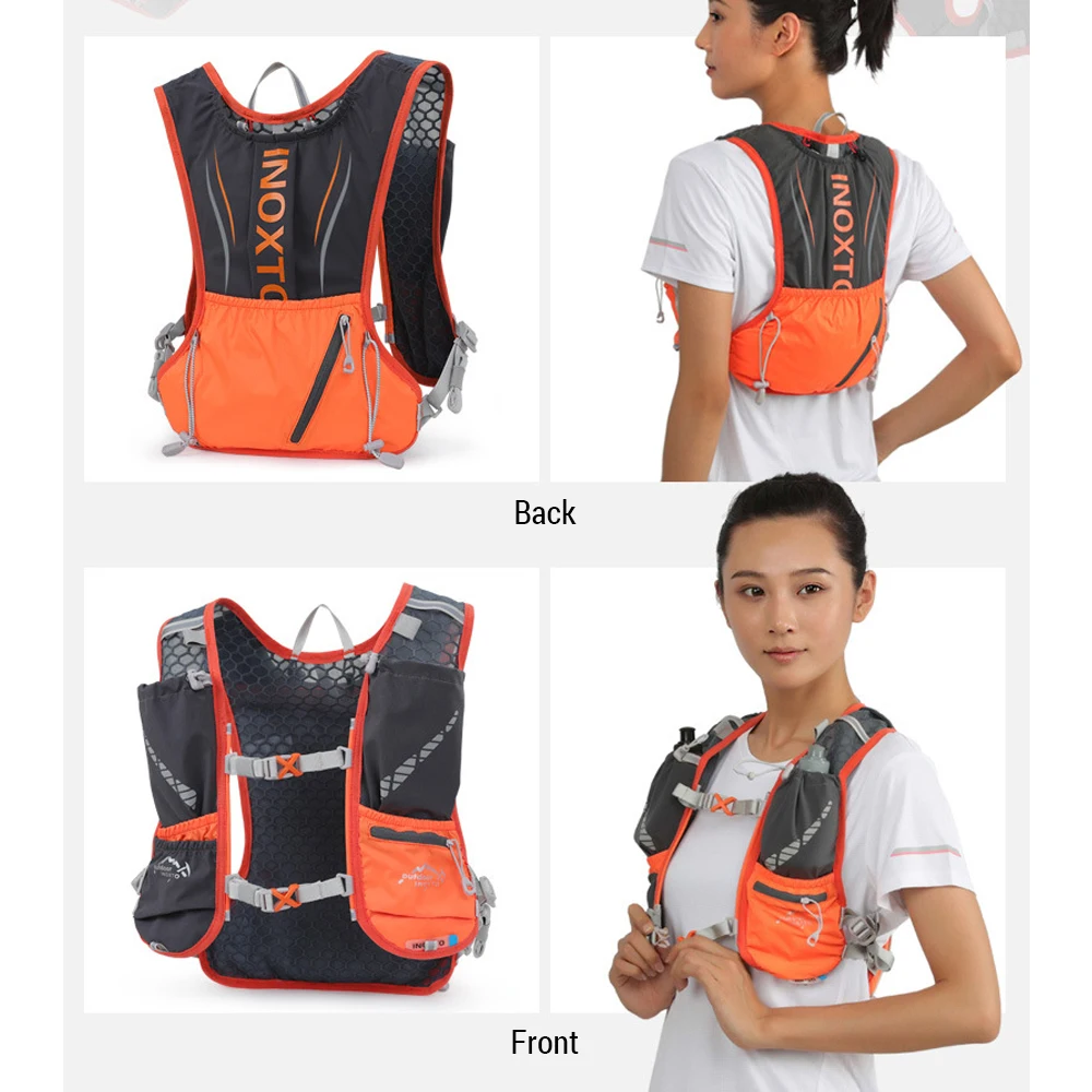 5l Hydratatie Vest Rugzak Water Hardloopvest Pack Met 1Pc 1.5l Waterblaas En 2 Stuks 450Ml Zacht Water Flessen Voor Outdoor Tas