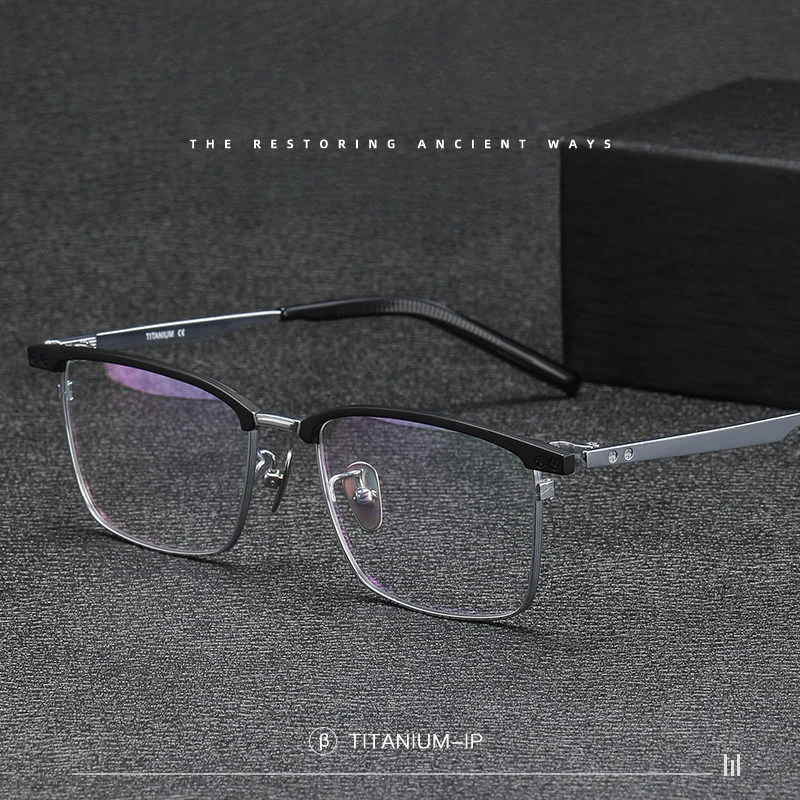 Pure Titanium Eyeglass Frame Fashionable Retro Frame with Classic Design Can Be Paired with Myopia Lenses Men's Eyeglass Frame