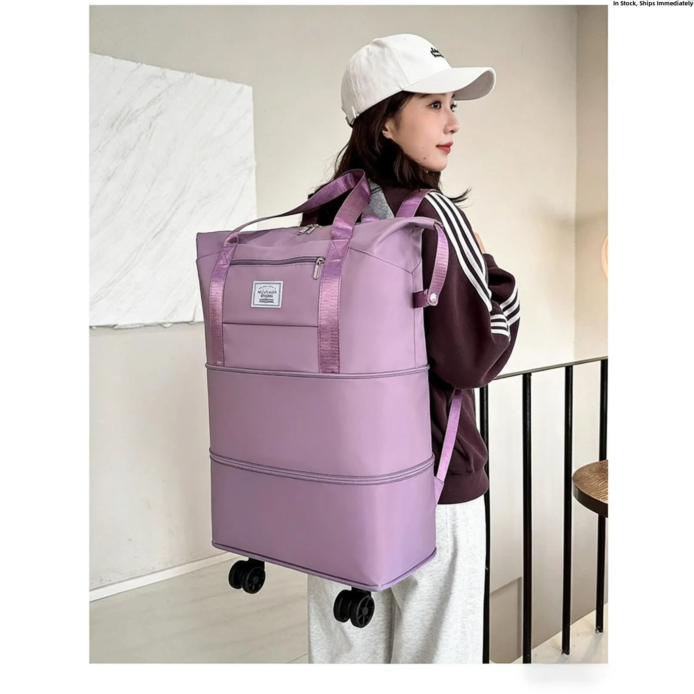 portable-travel-storage-bag-boarding-expandable-luggage-bag-with-wheels-short-trip-backpack-style-oxford-cloth-durable-bag