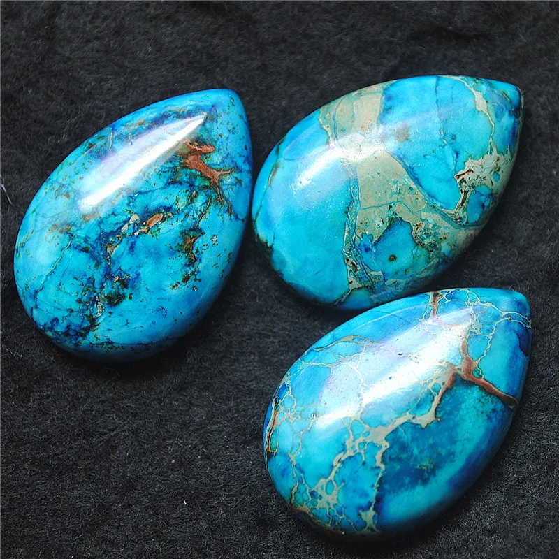 3PCS 20X30MM Natural Imperial Jasper Stone Cabochons Dropwater Shape All Nature Materials Best For Your Specially Jewelry Making