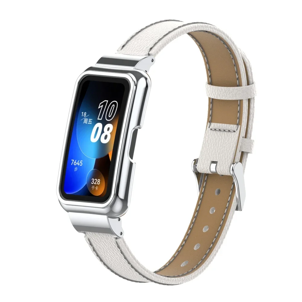 Milanese nadaje siฤ do Huawei Band 7 & 8, Milanese pasek magnetyczny, skรณrzany pasek, metalowa obudowa dla Huawei Band 87 pasek zastฤpczy