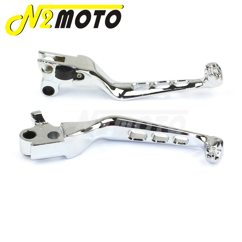 Aluminum Skull Brake Clutch Lever Handlebar Chrome Brake Levers For Harley Sportster XL 883 1200 Heritage Softail Dyna Touring