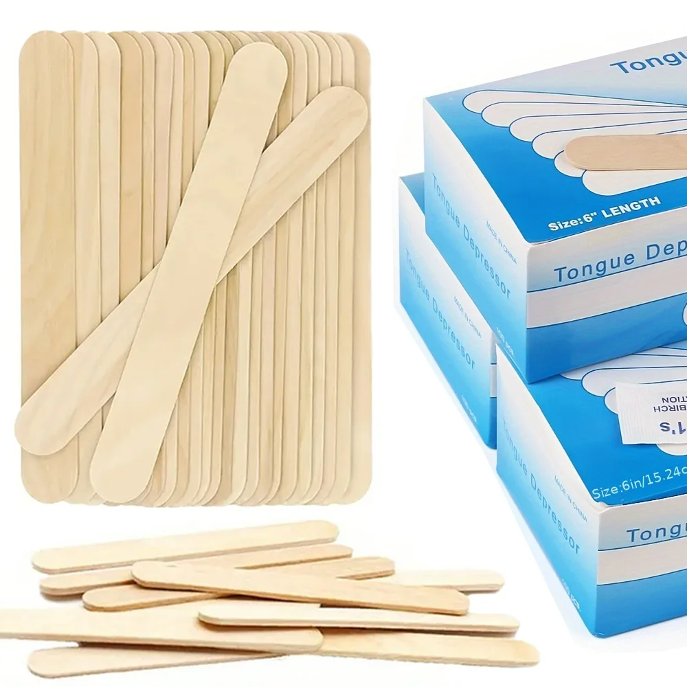 200/100/50/5pcs Tattoo Waxing Sticks Disposable Wooden Tongue Depressor Tattoo Accessories Individual Pack Removal Tongue Tools