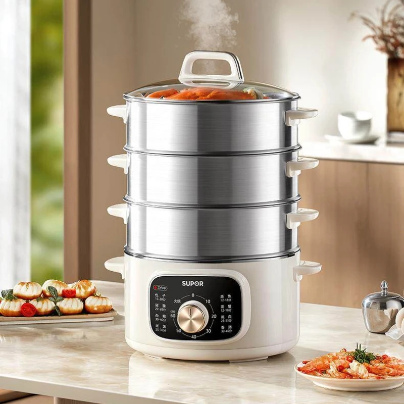Household 3-Layer Electric Food Steamer 2026 New Style Multifunctional Small Integrated Breakfast Cooking Pot