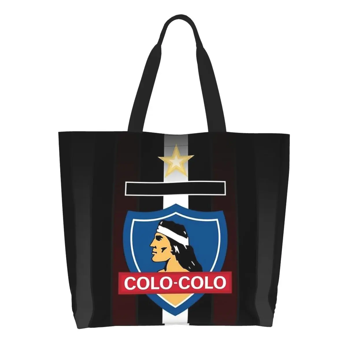 Bolsa de compras Golden Colo-Colo Campeon DE Chile, bolsos de hombro de lona de gran capacidad, bolso de compras para mujer