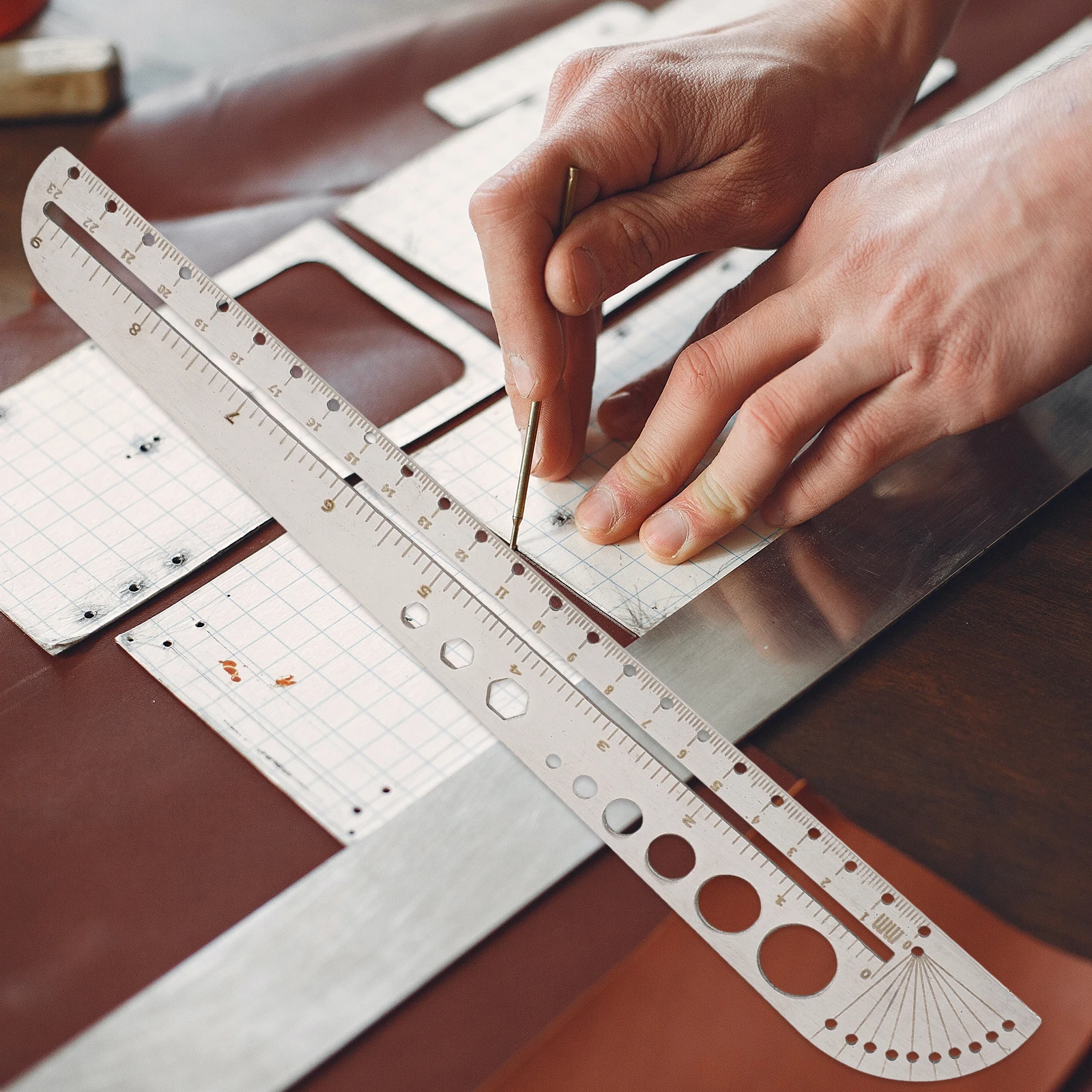 Multifunctional Protractor Ruler Stainless Steel Measuring Tool High Accuracy Drawing Office School Factory Home Kids Precision