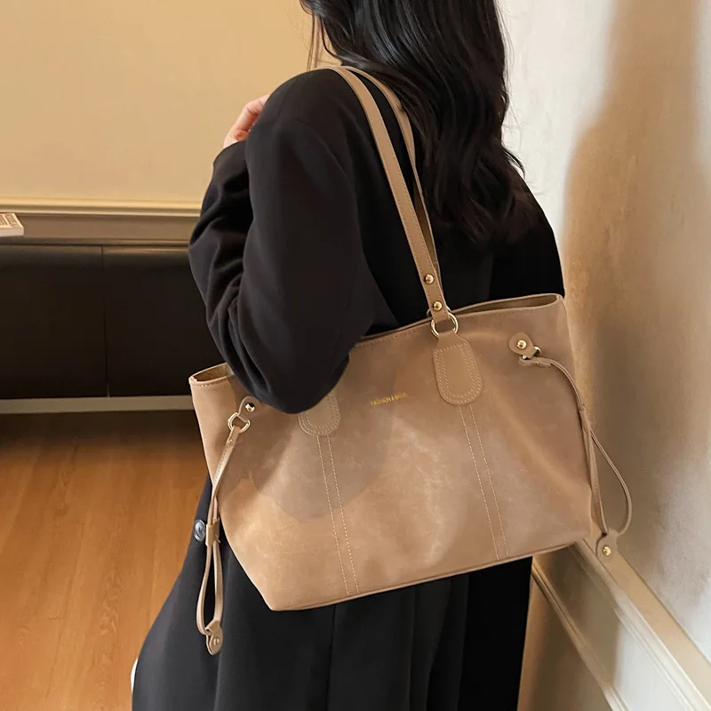 Tas Selempang Vintage 2025, Tas Jinjing Luas untuk Wanita, Tas Selempang Minimalis, Tas Mewah untuk Siang dan Malam, Tas Selempang Bertekstur