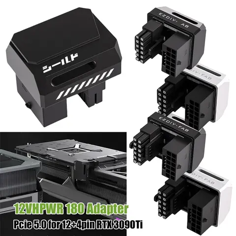 12V 12VHPWR 180 Adapter 16 Pin GPU Power Connector GPU Male To Female Pcie 5.0 STD/RVS Adapter for 12+4pin RTX 3090Ti 4070Ti