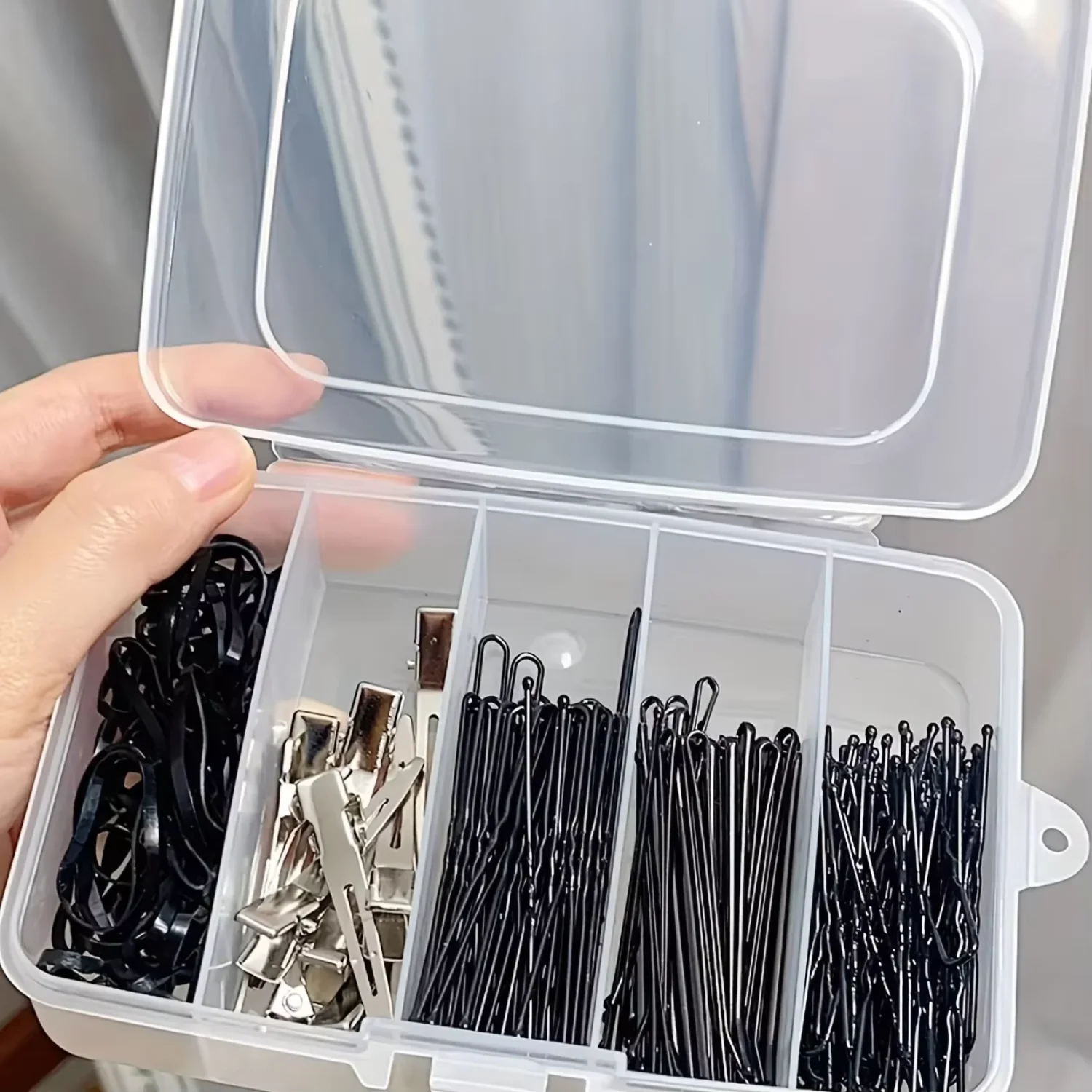 Clear 5/6-grid Portable Plastic Hair Clips Jewelry  Box Accessories Organizer Household Travel Supplies With Dust Proof