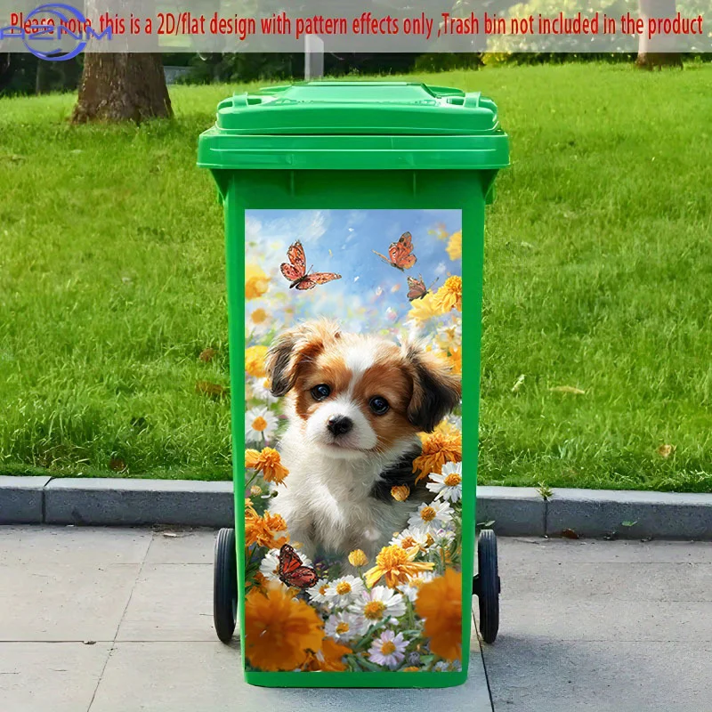 Trash Can Decor Sticker, 2D Printed Art Decal for Dustbin