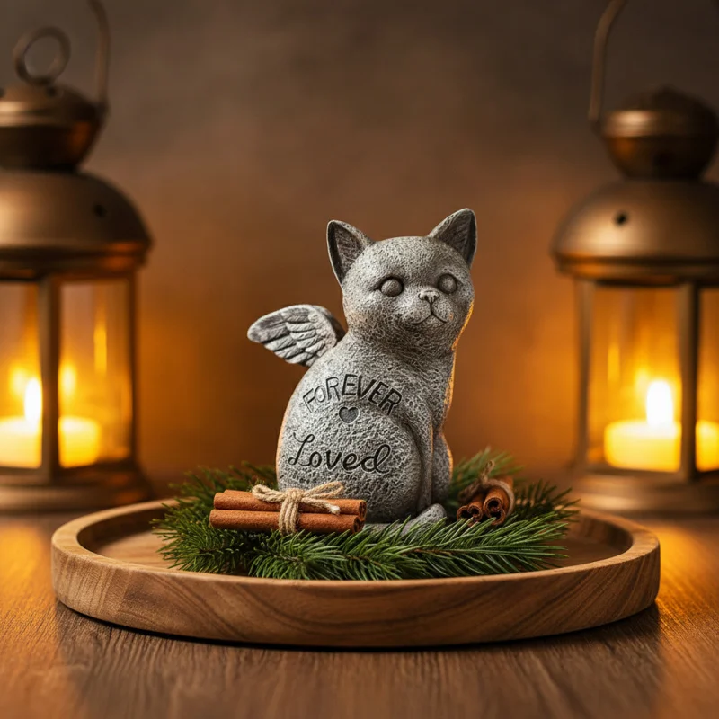 

Bestseller pet memorial outdoor courtyard animal figurine, small dog or kitten, tribute decoration, resin craft item.