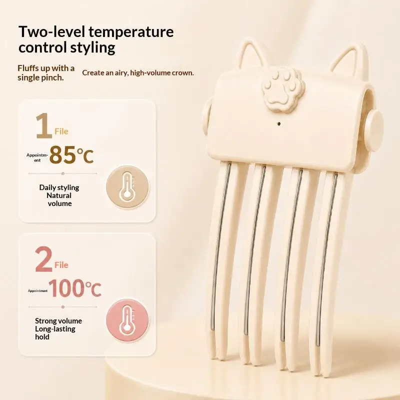 Portable Heated High Crown Root Volumizing Clip Wireless Rechargeable Fluffy Hair Styling Tool