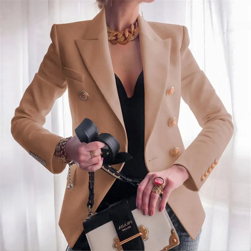 Nieuwe Mode Jas Dames Klassieke Dubbele Rij Knopen Blazer