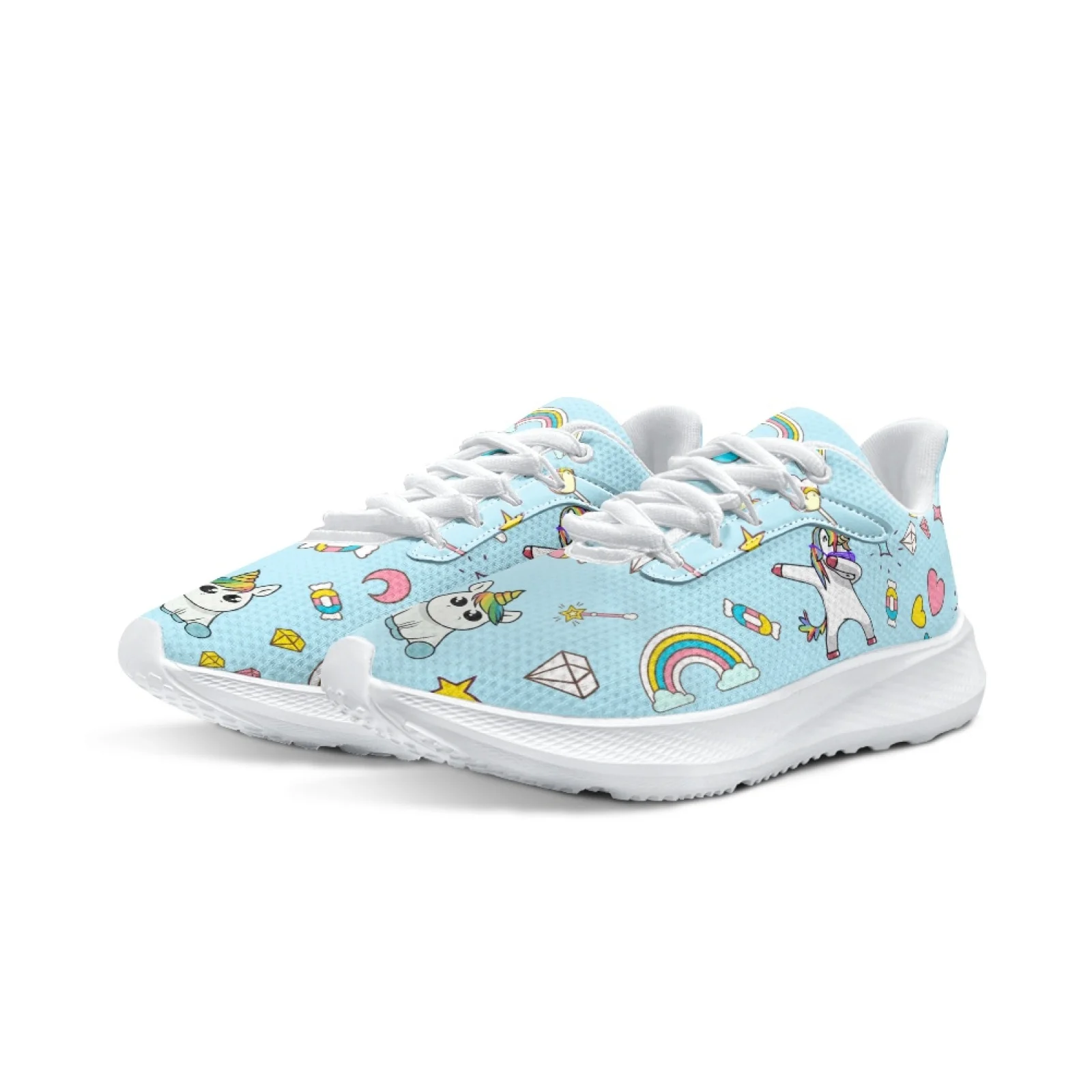 INSTANTARTS Cute Cartoon Unicorn Female Running Shoes Cartoon Unicorn Print Luxury Brand Girls Tennis Shoes Fitness Sneakers