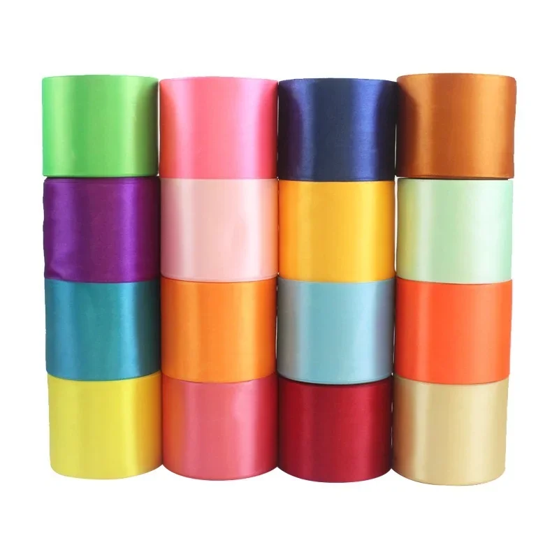 8cm 25Yards/Roll Single Face Polyester Silk Satin Ribbons for Wedding Chair/Car/Party Decoration Hand DIY Crafts Supplies Sewing