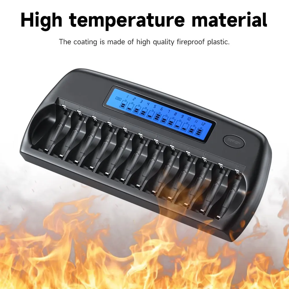 بالو 12/14/16 فتحات 1.2 فولت ni-mh Ni-CD AA AAA شاحن بطارية قابلة للشحن شاشة الكريستال السائل شاحن ذكي سريع لبطارية 9 فولت 3.7 فولت