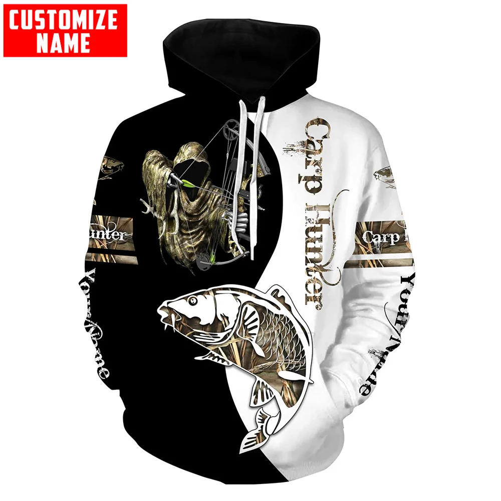 

Carp Hunter Bow fishing Camo Customize name 3D All Over Printed Men's Hoodie Unisex Zip Hoodies Casual Tracksuits KJ941