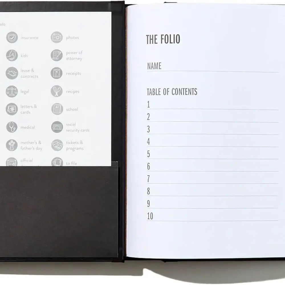 2025 Edition Folio™ Deluxe Acid-Free Cloth Binder with 13 Expandable Pockets for Home Document Organization - Black