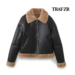 TRAF ZR Padded Coat Leather Jackets Parkas New in Outerwears Elegant Luxury Women's Coat Snow Parka Warm Woman Winter Coats