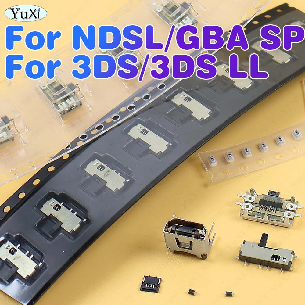 For NDSL 3DS LL Touchscreen Ribbon Port Socket Volume ON OFF Button Power Switch Key SMD F1 F2 Mainboard Fuse For GBA SP Repair