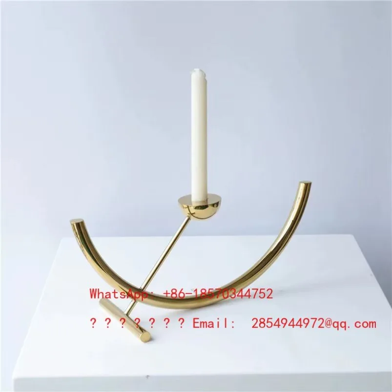 Modern Simple European Light Luxury Geometric Semicircular Metal Candlestick Ornament