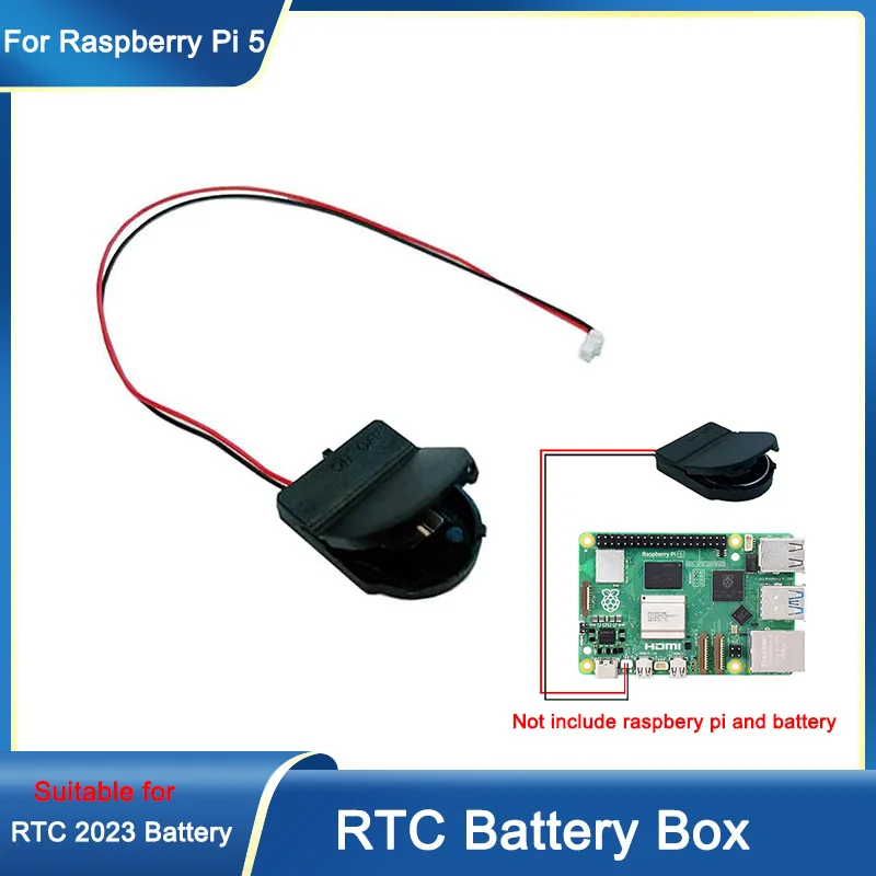 Raspberry Pi 5 RTC Battery Box RTC Clock Battery Kit Real Time Clock Holder  (Not include CR2032 Battery) for Raspberry Pi 5 Pi5