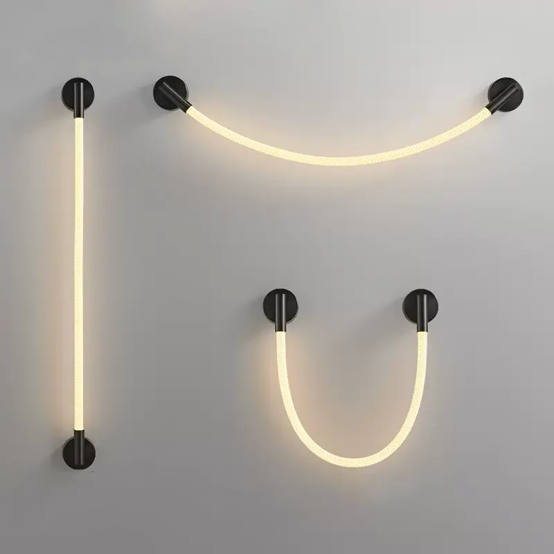 moderno minimalista modelagem lampada de parede sala quarto home decor fibra tecida soft silicone tubo led wall sconce luzes 01