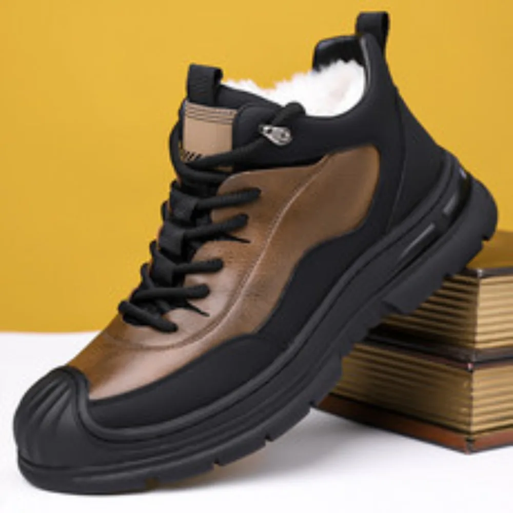 

2025 Winter Luxury ShoesGenuine Leather High Top Casual Shoes Fleece Lined Warm Winter Boots for Men Women