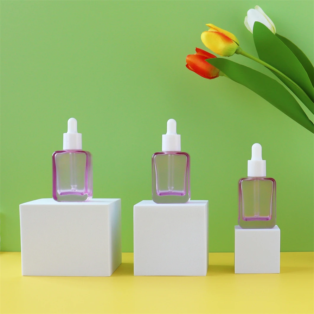 Hot Sale Square Transparent Hair Oil Glass Dropper Bottle Rectangle For Essential Oil Perfume 15ml 30ml 50ml 100ml