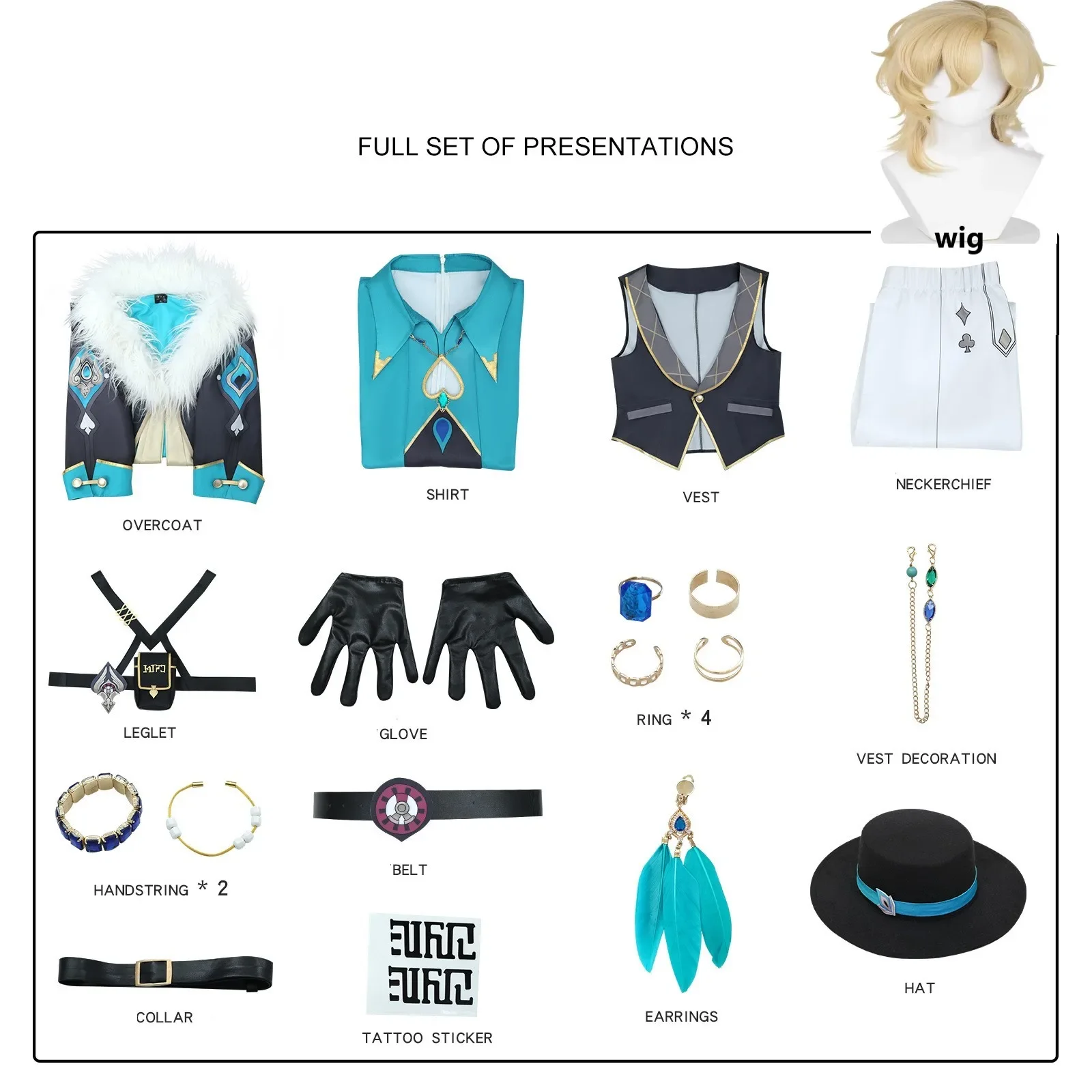 Aventurijn Cosplay Kostuum Pruik voor Game Honkai: Star Rail Kostuum Knappe Mode Combat Rollenspel Carnaval Outfits met Hoed