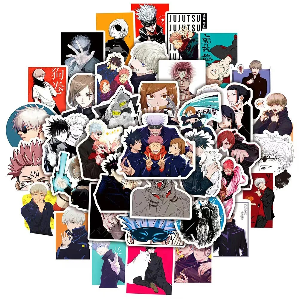 10/30/50 Stück Jujutsu Kaisen Anime-Aufkleber Itadori Yuji Cartoon-Graffiti-Aufkleber für Laptop Skateboard Coole Satoru Gojo Decals
