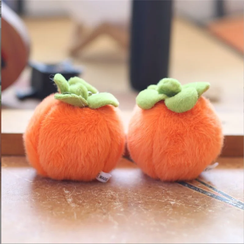 พวงกุญแจตุ๊กตาผลไม้รูปลูกพลับ ของตกแต่งกระเป๋า ของขวัญชิ้นเล็กๆ งานแฮนด์เมดสุดพิเศษ ขนาด 8 ซม.