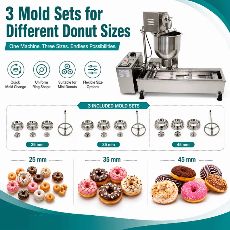 Commercial Electric Fried Donut Machine Waffle Biscuit Machine Fully Automatic Fryer Kitchen Cooking Tools