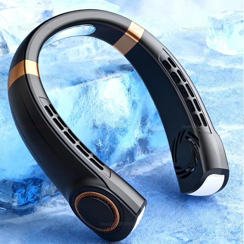 مروحة تبريد محمولة وفي الهواء الطلق مناسبة لمروحة رسن الرقبة بدون شفرة عمر بطارية طويل USB شحن مروحة بطارية LED