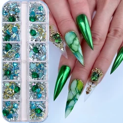 12Grids Multi Shape 3D Flatback Nail Rhinestones AB Crystal Diamond Nail Charms Mixed Jewelry Gems For Manicure Craft Decoration