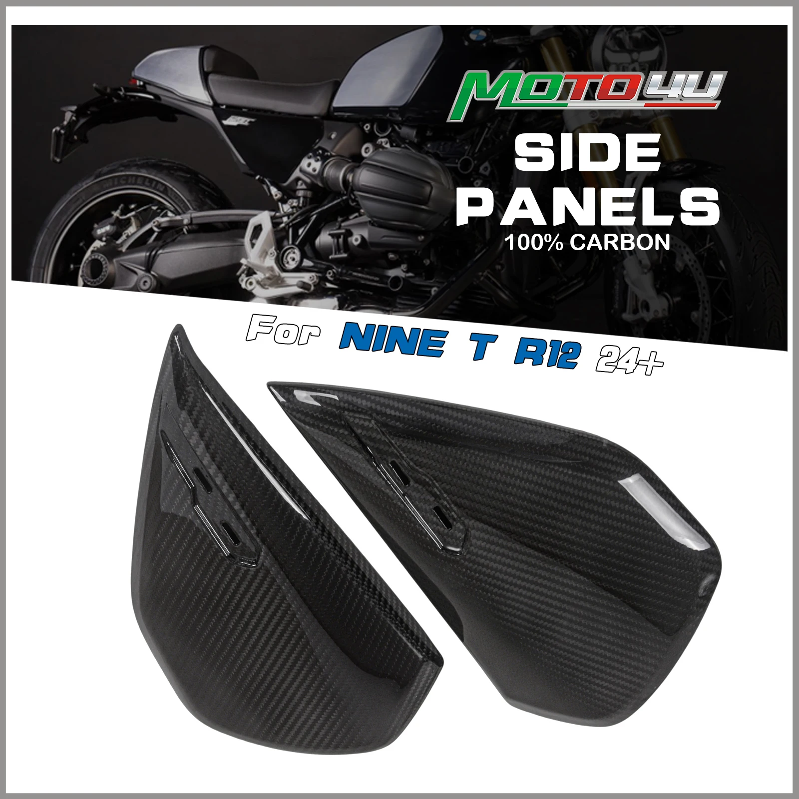 

For BMW R12 R 12 NINE T 2024 2025 100% Carbon Fiber Side Trim Panels Motorcycle Modification Side Outer Cover Decoration Covers