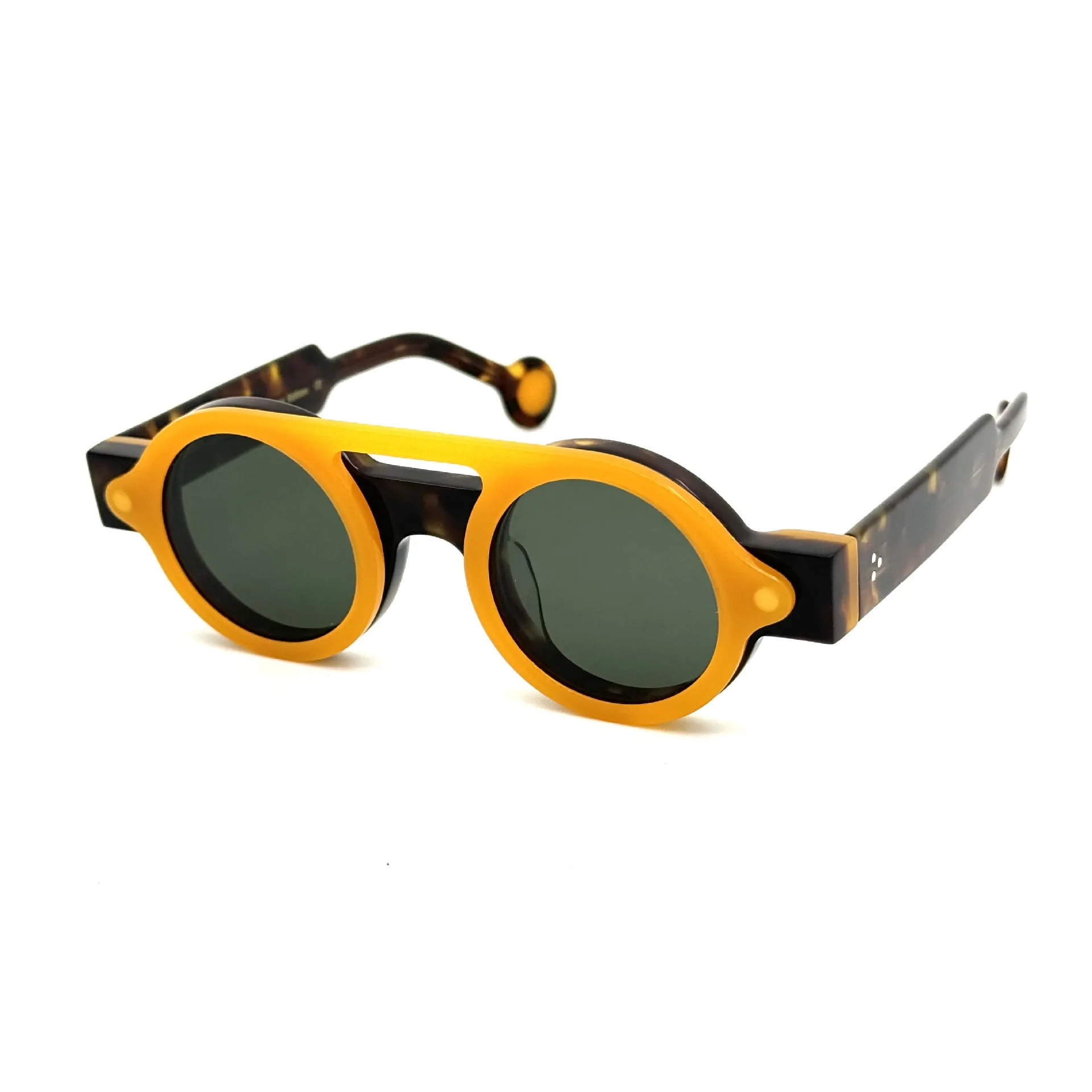 Clips On Sunglass  With Case Round Vintage Retro Optical Fame Man Women Original Quality Acetate Eyeglass 253