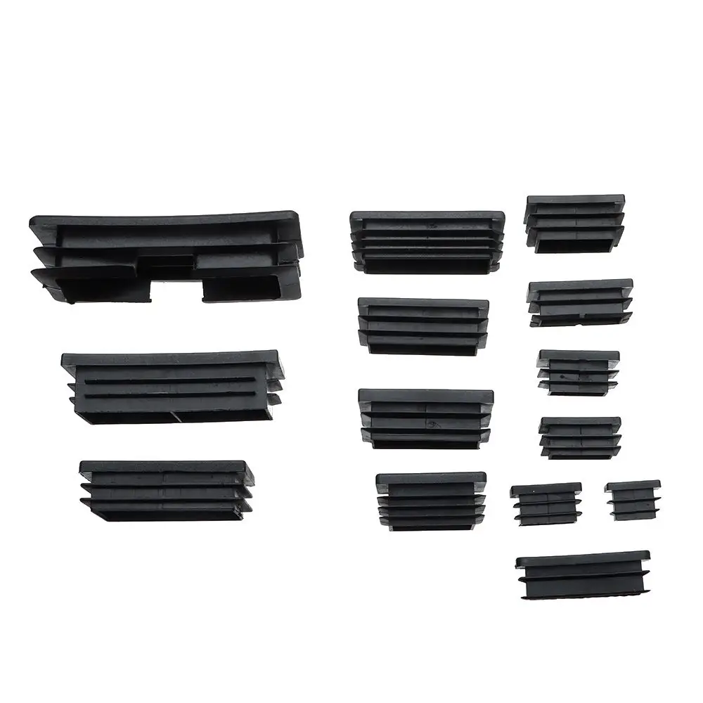 10Pcs Plastic Black Chair Feet Tube Cap Furniture Non-slip Foot Protective Pad Steel Rectangular Tube Plug Dust-Proof Foot Cover