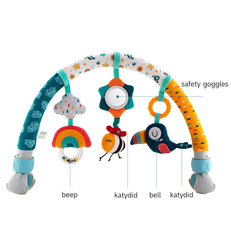 Stroller Arch Toy Musical Rattle Adjustable Clip Crib Toys Baby Crib Hanging Rattles Toy 0 12 Months Newborn Travel Toys Gifts