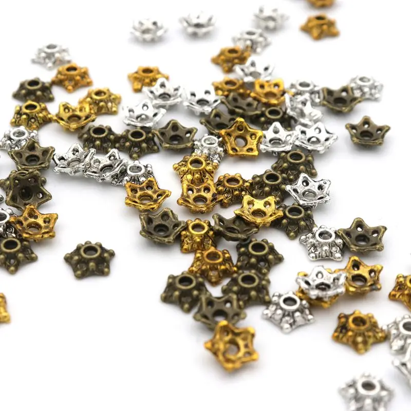 100pcs Flower Star Loose Spacer Bead Caps For Jewelry Making Finding Handmade Jewelry Diy Necklace Accessories Wholesale