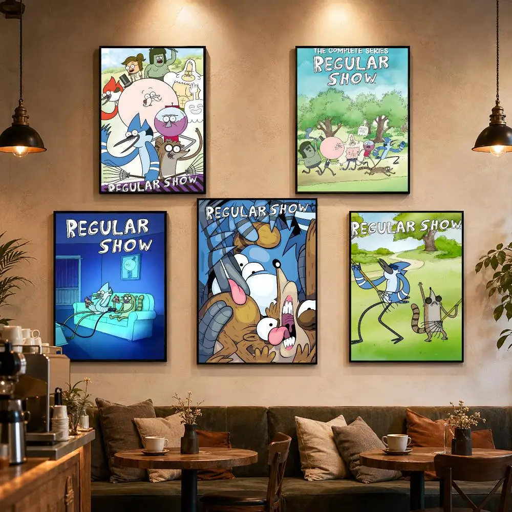 Comedy R-Regular Show Anime Poster Self-adhesive Art Waterproof Paper Sticker Coffee House Bar Dorm Room Wall Decor