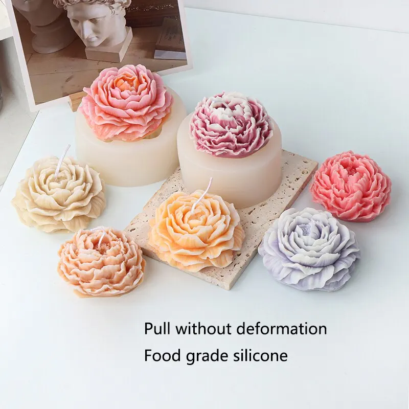 Large Peony Flower Handmade Soap Silicone Mold Aromatherapy Plaster Glue Mold Jewelry Candle Souvenir Mold